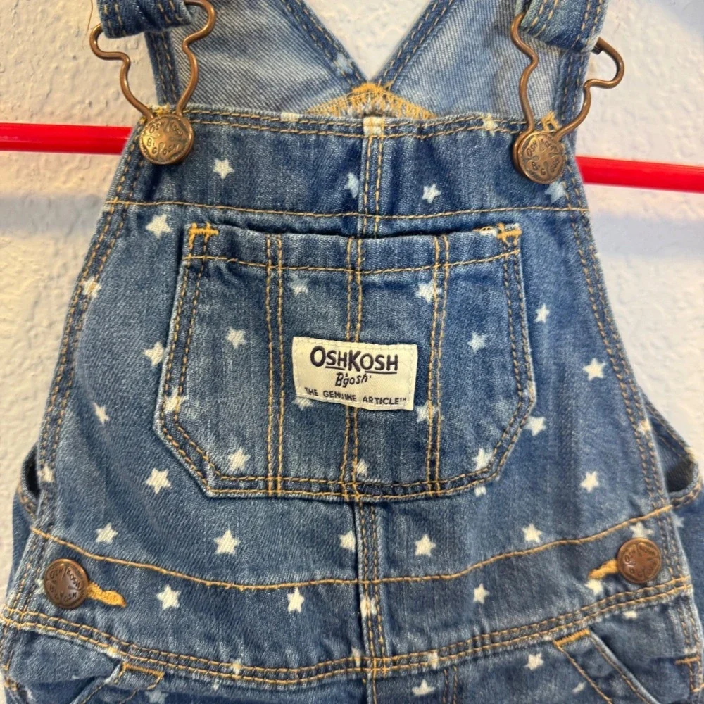 OshKosh Bgosh Baby Girls Star Print Denim Shortalls Blue 9M